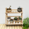 2 Tier Outdoor Wooden Flower Plant Pot Shelf Stand Folding Display Ladder Garden