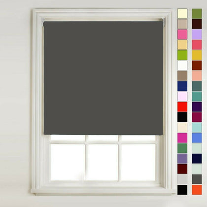 Charcoal Grey Thermal Blackout Roller Blind - FREE CUT TO SIZE SERVICE