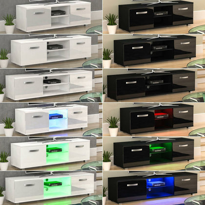Cosmo LED TV Cabinet Stand Unit 2 Door Gloss Matte MDF Modern Entertainment RGB