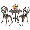 3PCS Bistro Set Outdoor Garden Patio Table Chairs Art Furniture Cast Aluminium