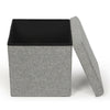 Large Grey Ottoman Foldable Storage Box Linen Suede Foot Stool Seat 3 Sizes New