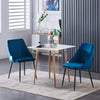Set of 2 Blue Velvet Dining Chairs Kitchen Dinning Room Metal Leg Padded Modern