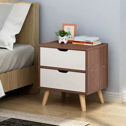 2 Drawer Wooden Bedside Table Cabinet Nightstand Storage Bedroom Furniture K