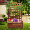 Wooden Garden Planter Plant Flowerpot Box With Trellis Support Patio Lattice 30"