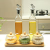 4x 500ml Clear Cruet Glass Oil Vinegar Bottles Spouts Drizzler Pourers Dispenser