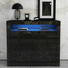 UK 2 Doors Cabinet Sideboard Cupboard High Gloss Fronts Storage RGB LED