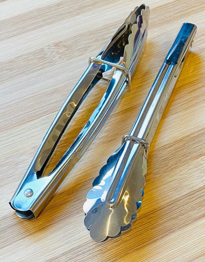2 x Kitchen Stainless Steel Salad Tongs Food Serving Cooking Utensil Tong BBQ 7”