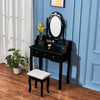 Black Dressing Table Vanity Makeup Desk with 5 Drawers, Mirror Set and Stool UK