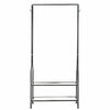 Clothes Rail With Shoe Rack Storage Shelf Hooks Feet Metal Clothes Rack Black