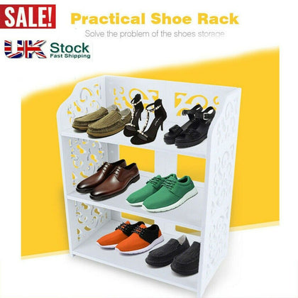 3 Tiers Shoe Rack Storage Shelf Display Stand Organiser Unit Cabinet White