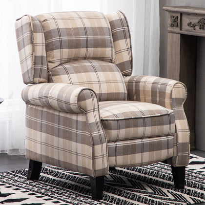 Upholstered Reclining Armchair Wing Back Sofa Chair Recliner Living Room Lounger