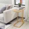 C-Shaped Sofa Side Table Golden Metal Frame End Coffee/Snack Table Living Room