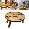 Folding Outdoor Garden Picnic Table With Glass Holder Wooden Wine Glass Rack