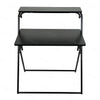 85cm Black Folding Writing Desk Metal Frame Home Office Workstation 2 Tier Shelf