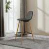 2 Pcs Dark Grey Bar Stools Fabric Pub Chairs Kitchen Pub Metal Legs Breakfast
