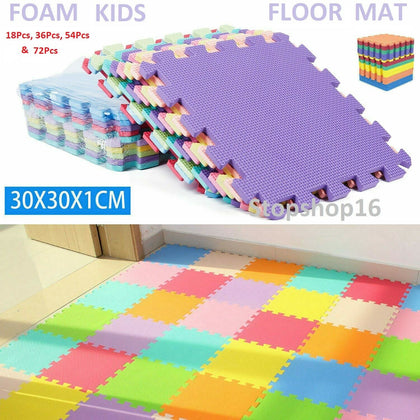 18-72Pc Large EVA Foam Kids Floor Mat Jigsaw Tiles Interlocking Garden Play Mats