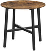 Industrial Dining Table Rustic Brown Round X Shape Black Metal Legs Kitchen Unit