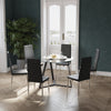 Kitchen Dining Room Tempered Glass Top Table 4/6pcs Faux Leather Padded Chairs