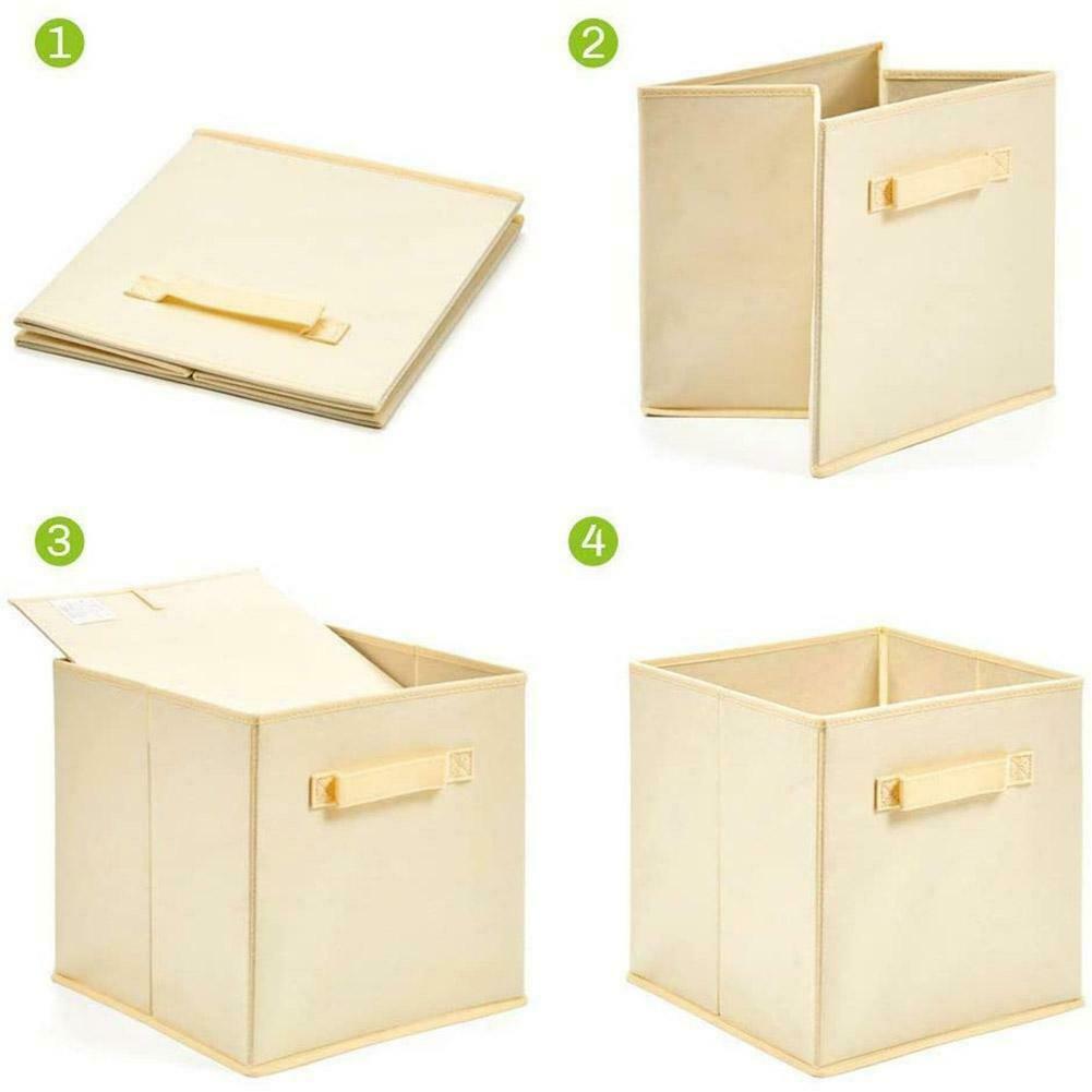 6 Pcs Folding Fabric Square Storage Cubes Box Clothes Organizer Cabinet Drawer
