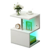 Modern RGB LED Light High Gloss 2 Tier Side/Coffee Table Living Room Decor-White