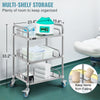 Mobile Rolling Cart 3-Tiers Stainless Steel Lab Medical Rolling Trolley Cart