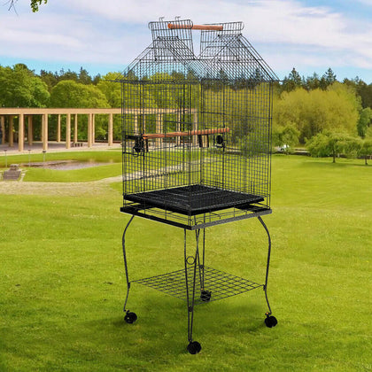 139cm Large Rolling Parrot Cage Open Playtop Bird Cage for Small Bird Parakeet