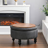 Linen Chesterfield Coffee Table Footstool Round Deep Button Storage Ottoman Seat