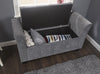 Ottoman Window Seat Diamante Grey Chenille Fabric Toy Bedding Storage Box