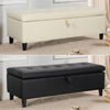 Storage Ottoman Bench Faux Leather Padded Seat Bed End Bench Hallway Long Stool