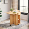 Mondeer Mobile Drop Leaf Table Folding Dining Table with 1 Drawer 2 Shelves