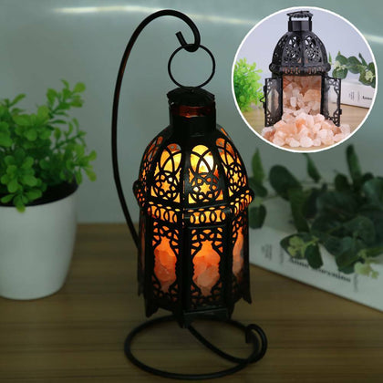 Natural Himalayan Salt Lamp Healing Ionizing Metal Basket With Bulb & UK Plug