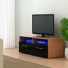 Modern 100cm Black & Walnut TV Unit Stand Cabinet RGB LED Lights Living Room