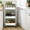 3 Tier Kitchen Trolley Cart Handle Slim Rolling Wheel Storage Basket Rack Salon