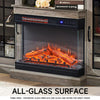 Electric Fireplace with TV Stand Glass Cabinet 3 LED Flame Effect Remote Control