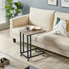 C Shaped Side Table Snack Coffee End Table for Living Room, Slides Up to Sofa