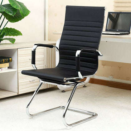 Modern Chrome Home Office Chair PU Leather High Back Armchair Black /White