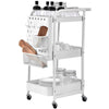 3 Tier Kitchen Trolley Cart Handle Slim Rolling Wheel Storage Basket Rack Salon