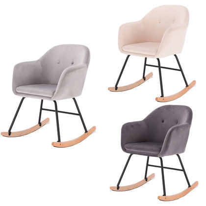 1xRocking Chair Rocker Relax Chair Leisure velvet with Comfortable Padded Seat