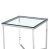 End Table Clear Tempered Glass Top with Cross Base Chrome Leg Design Modern SALE