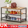 3 Tier Wooden Shoes Bench Shoe Rack Footwear Storage Metal Shelf Organizer Stand