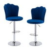 1/2x Velvet Bar Stools Kitchen High Chair Petal Back Breakfast Stools Pub