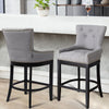 High Bar Stool Studs Linen Fabric Breakfast Kitchen Counter Chair Seat Barstool