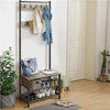 Industrial Coat Rack Stand w/Shoe Bench 185cm Shoe Clothes Rack for Hallway Grey