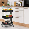 3 Tier Rolling Trolley Metal Utility Cart Kitchen Storage Organizer with Handle