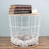 2 in 1 White Metal Side End Table Pet Cave Bed Storage Removable Top Basket