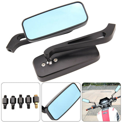 8mm 10mm Black Motorcycle Mirrors Anti Glare Motorbik Rear View/Side Wing Pair