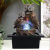 Indoor LED Lighting Water Feature Fountain Owl Statue Cascade with Electric Pump