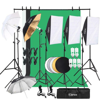 Photography Studio Continuous Lighting Kit Umbrella Background Support Backdrops
