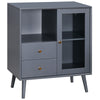 Modern Bedside Table Storage Cabinet with 2 Drawers, Adjustable Shelf, Grey