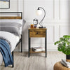 Nightstand Side table Rustic End Table with 1 Drawer and Open Shelf for Bedroom